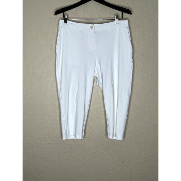 Eileen Fisher Pants - Eileen fisher size PM white pants stretchy button-fly pockets waist cropped